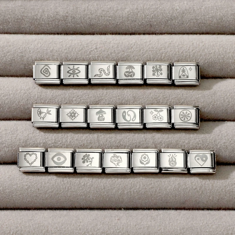 Laser Engraving Charm Bracelet Stainless Steel DIY Making Gift