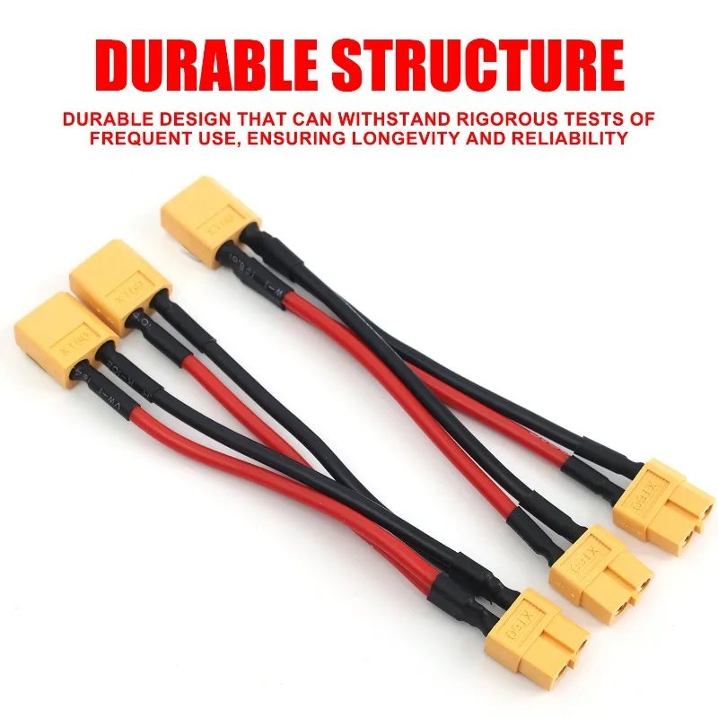 For XT60 Parallel Battery Connector Male/Female Cable Dual Extension Y Splitter/ 3-Way 14AWG Silicone Wire for RC Battery Motor