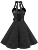 Women Polka Dot Print Summer Dress Sexy Retro White Halter Vintage Dress Robe Femme Pin Up Rockabilly Party Dress 5