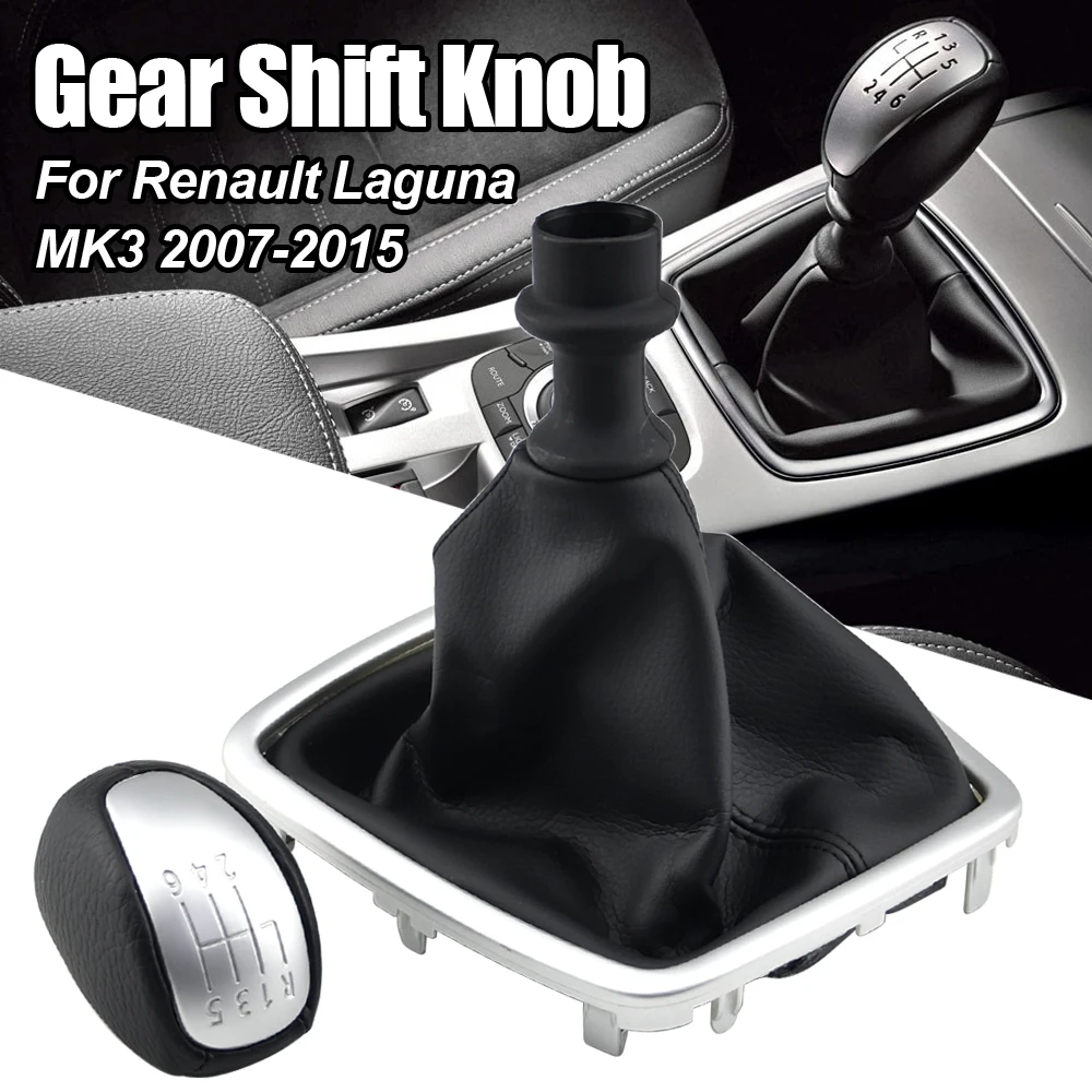 

Car 6 Speed Maunal Gear Shift Knob Lever with Boot Cover For Renault Laguna III MK3 2007-2015