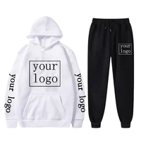 Custom Logo Casual Tracksuit Men Sets Hoodies Pants 2 Piece Sets Sweatshirt Outfit Sportswear Personalized Suit Unisex Clothing 2