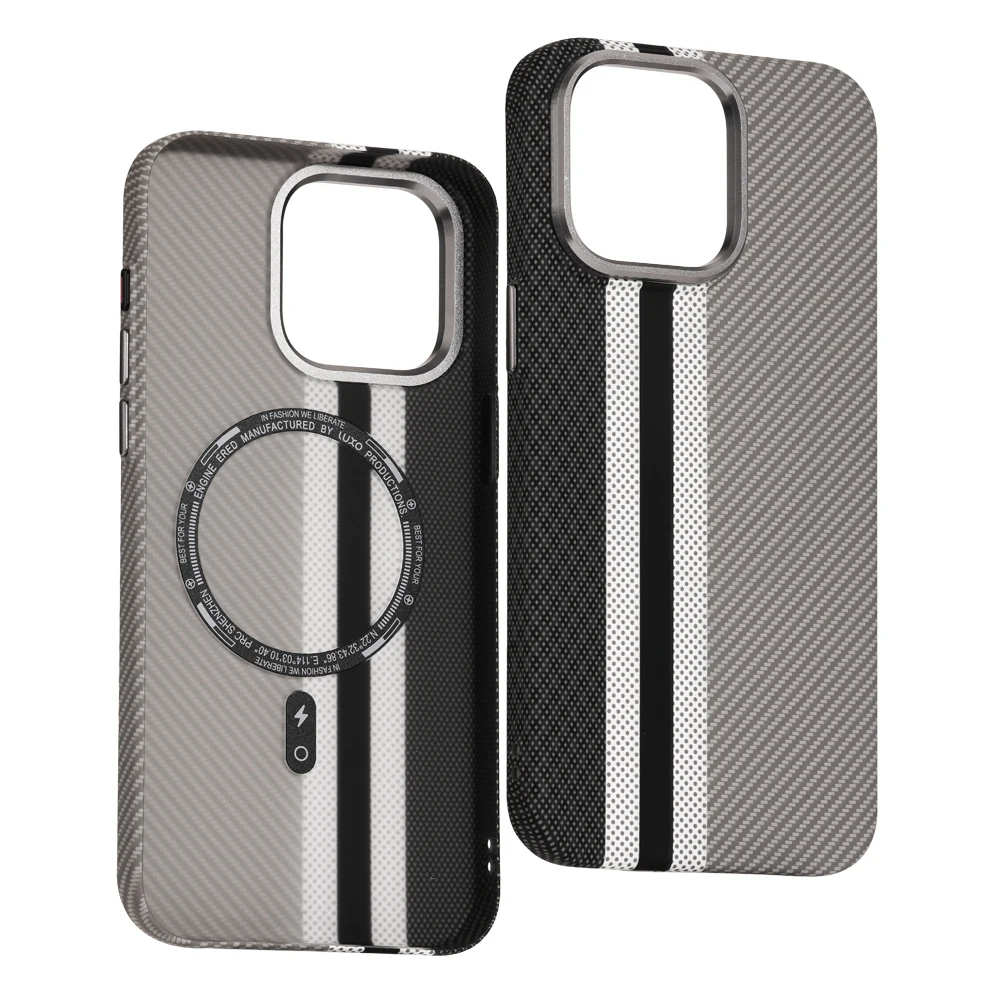Carbon Color Grid Relief MagSafe Case with Hidden Magnet and Armor Shield Design