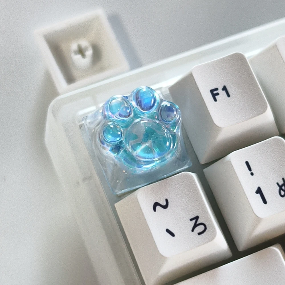Backlit Cat Paw Crystal Keycap - Cute DIY Personalized Key Caps