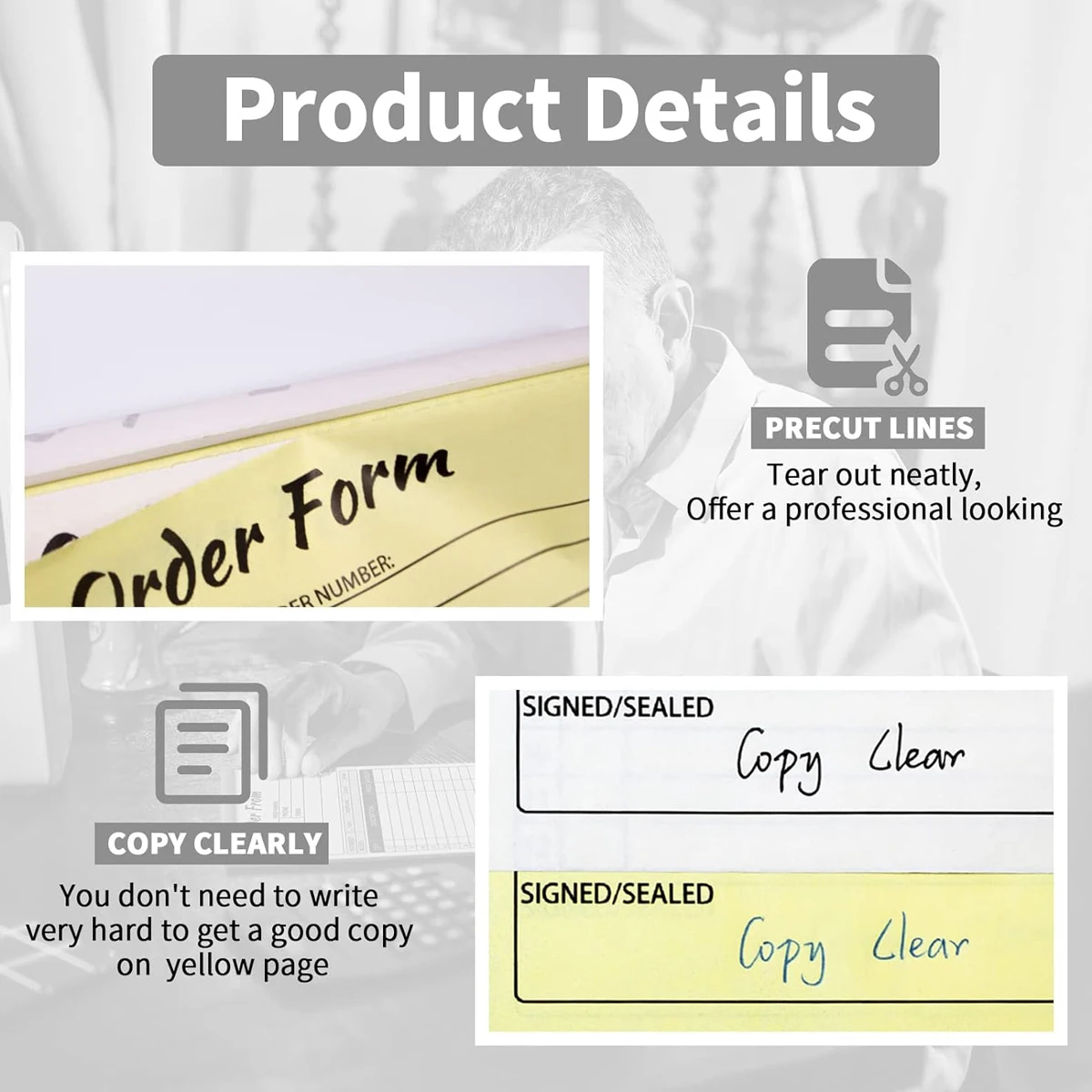 2-Pack Order Receipt Book, 2-Part Small Business Carbon-Free Sales Invoice Book, 5.5 x 8.3 inches 5