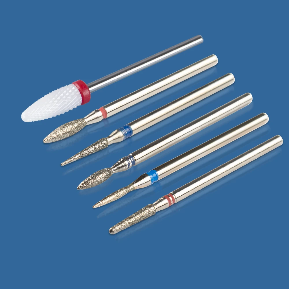 6PCS Milling Cutter For Manicure Diamond Ceramic Nail Drill Bits For Removing Gel Nail Polish Pedicure Cuticle Clean Nail Files