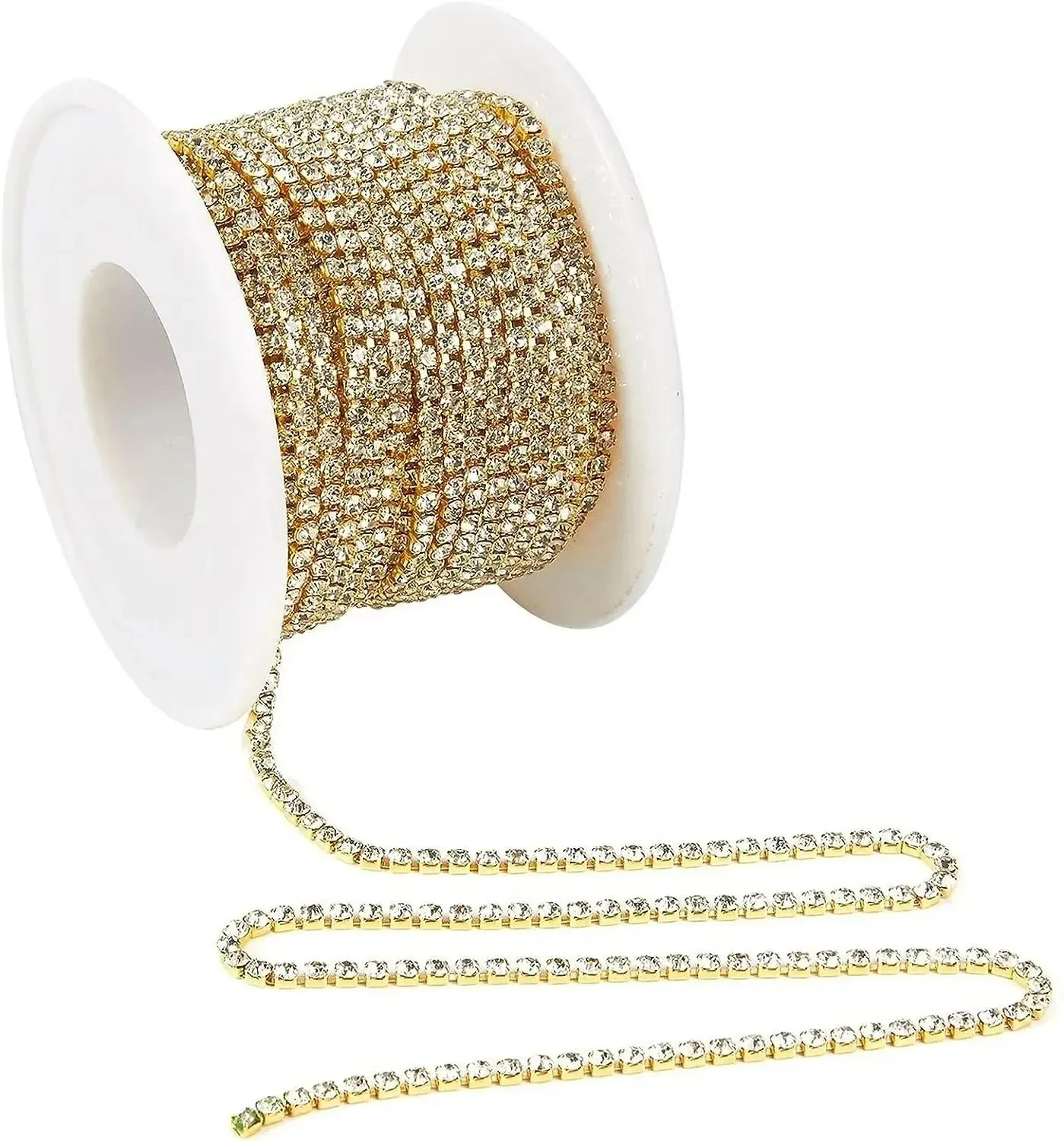 3 mm Crystal Diamond Closed Chain Decorative Sewing Craft DIY Decorative Jewelry Silver Crystal Claw Chain Diamond Cup