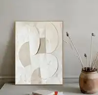 Mhemyo Creamy Beige Texture Wall Art Large Modern Minimalist Wabi Sabi Abstract Hand Painted Oil Painting on Canvas Home Decor 4