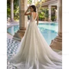 ANGEL Sparkle Backless Wedding Dresses 2024 Sleeveless A-Line V-Neck Bridal Gowns Leaf Appliques Tulle Zipper Vestidos de Novia 2