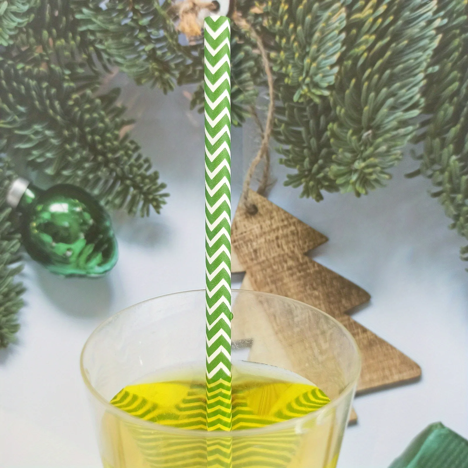 biodegradable flat paper straws 100pcs green chevron bulk high quality cocktail bubble tea drink items 6mm*197mm