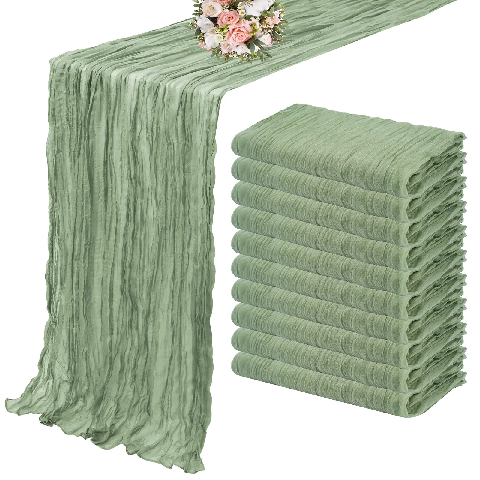 10PCS Terracot Semi-Sheer Gauze Table Runner Cheesecloth Table Setting Dining Wedding Party Christmas Banquets Arches Cake Decor
