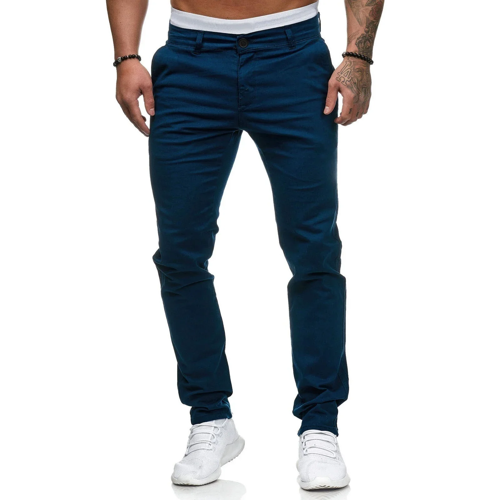 Men's Business Trousers Formal Work Pants Slim Straight Leg Casual