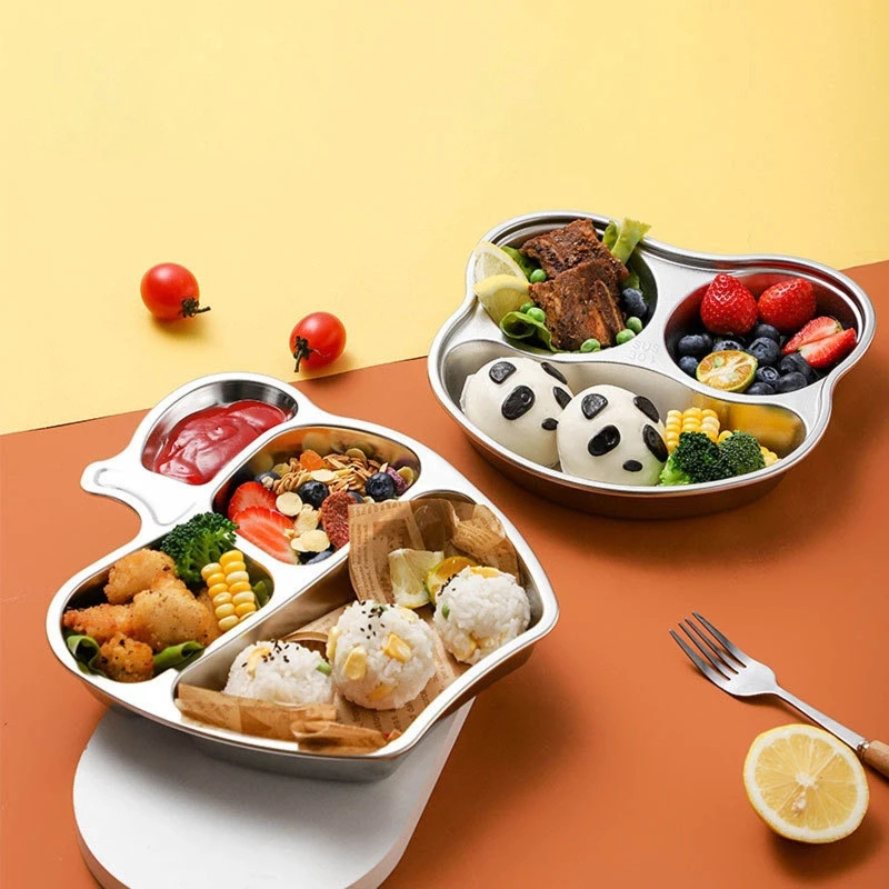 Stainless Steel Divided Dinner Tray Lunch Container Plate for School Canteen 3/4/5 Section 21