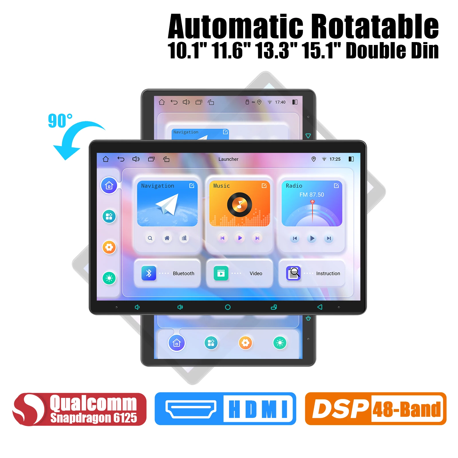 

JOYING Double Din Universal Android 12 Car Radio Stereo GPS Music System With 10.1" 11.6" 13.3" 15.1"Automatic Rotatable Screen