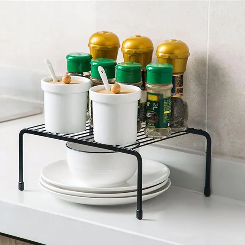 1/2PCS Storage Rack Wrought Iron Hollow Drain Shelf Single Layer Bedroom Bathroom Kitchen Storage Holder Home Accessories 5