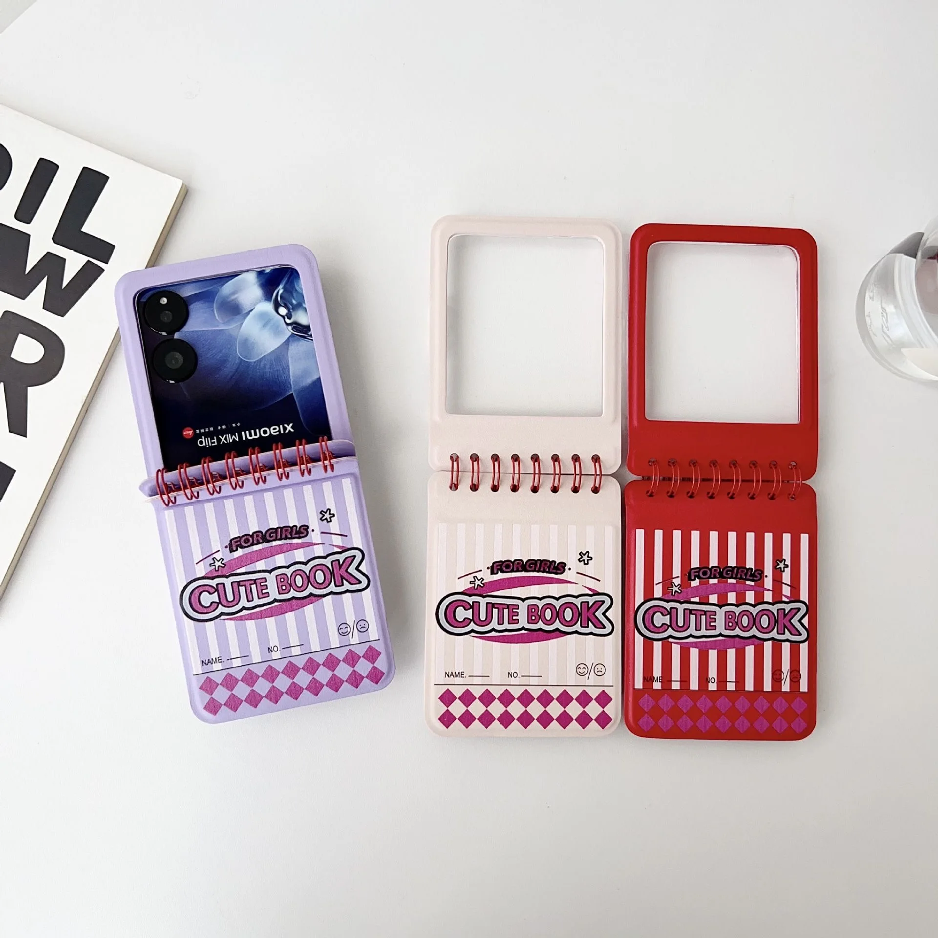 Y2K Painted PU Leather Protective Phone Case - Notebook Design
