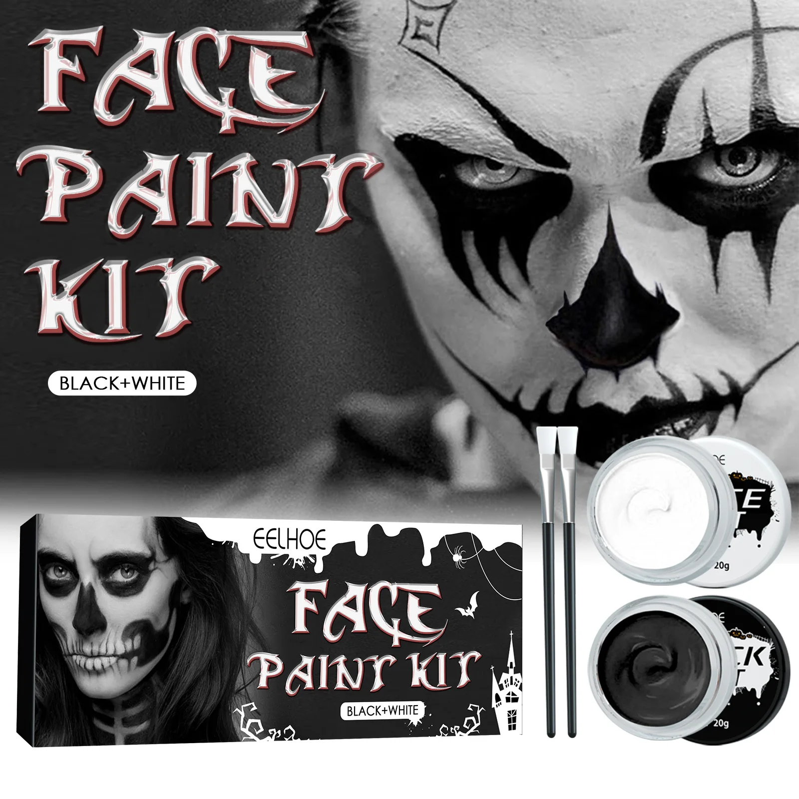 Face Paint Set Halloween Black And White Body Paint Body Paint Vampire Zombie Skeleton Face Makeup Paint Face Paint Body Paint images - 6