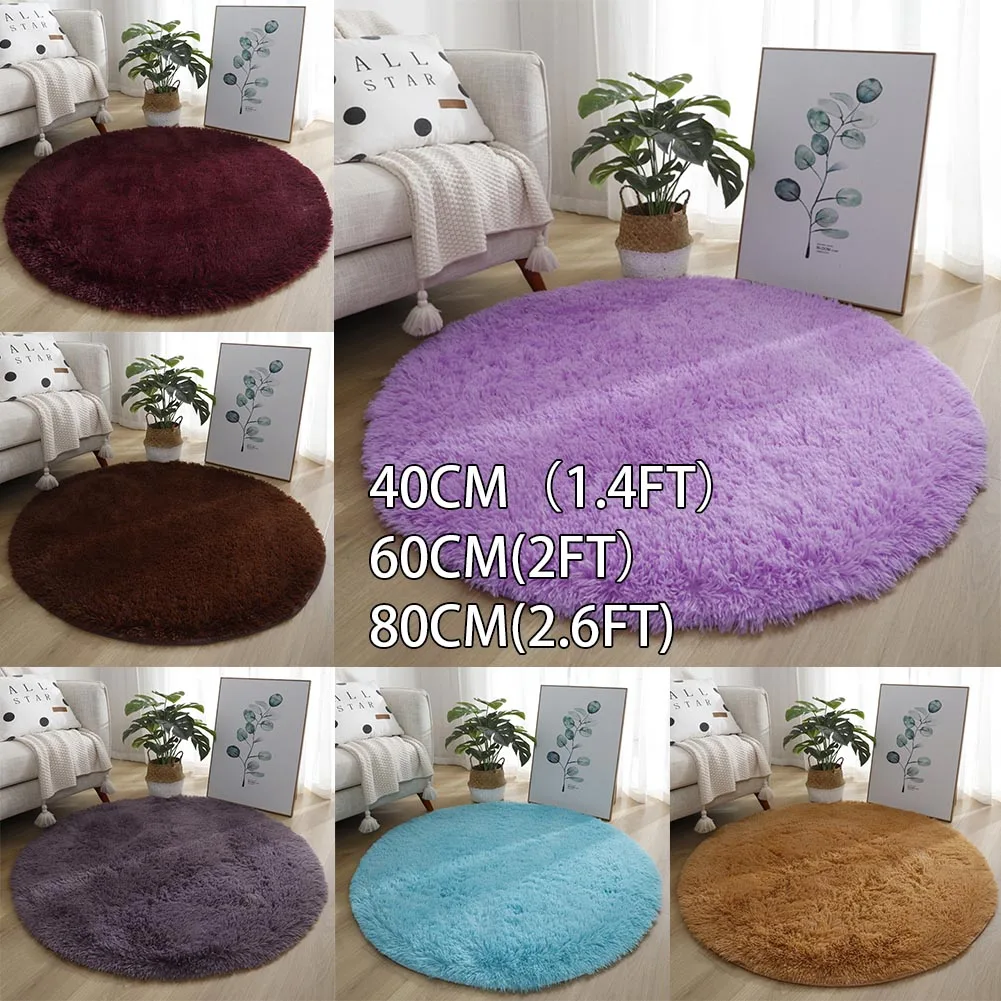 Rug Carpet Large Living Room Long Hair Bedroom Christmas Tie-dye Blended Decoration Mat Plush Round