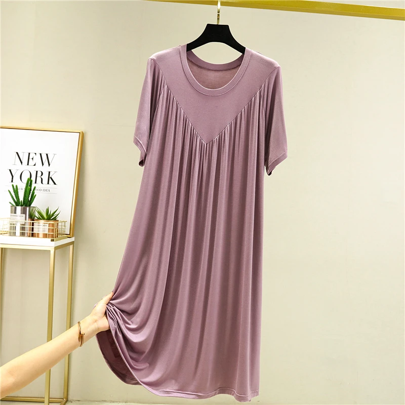 Women's Loose Modal Dress Thin Section Large Skirt Enlarged Nightdress Outer Pajamas A-line Skirt Pleated Summer Women Nightgowns Women Nightdresses Women Pajamas Sleeping Dress