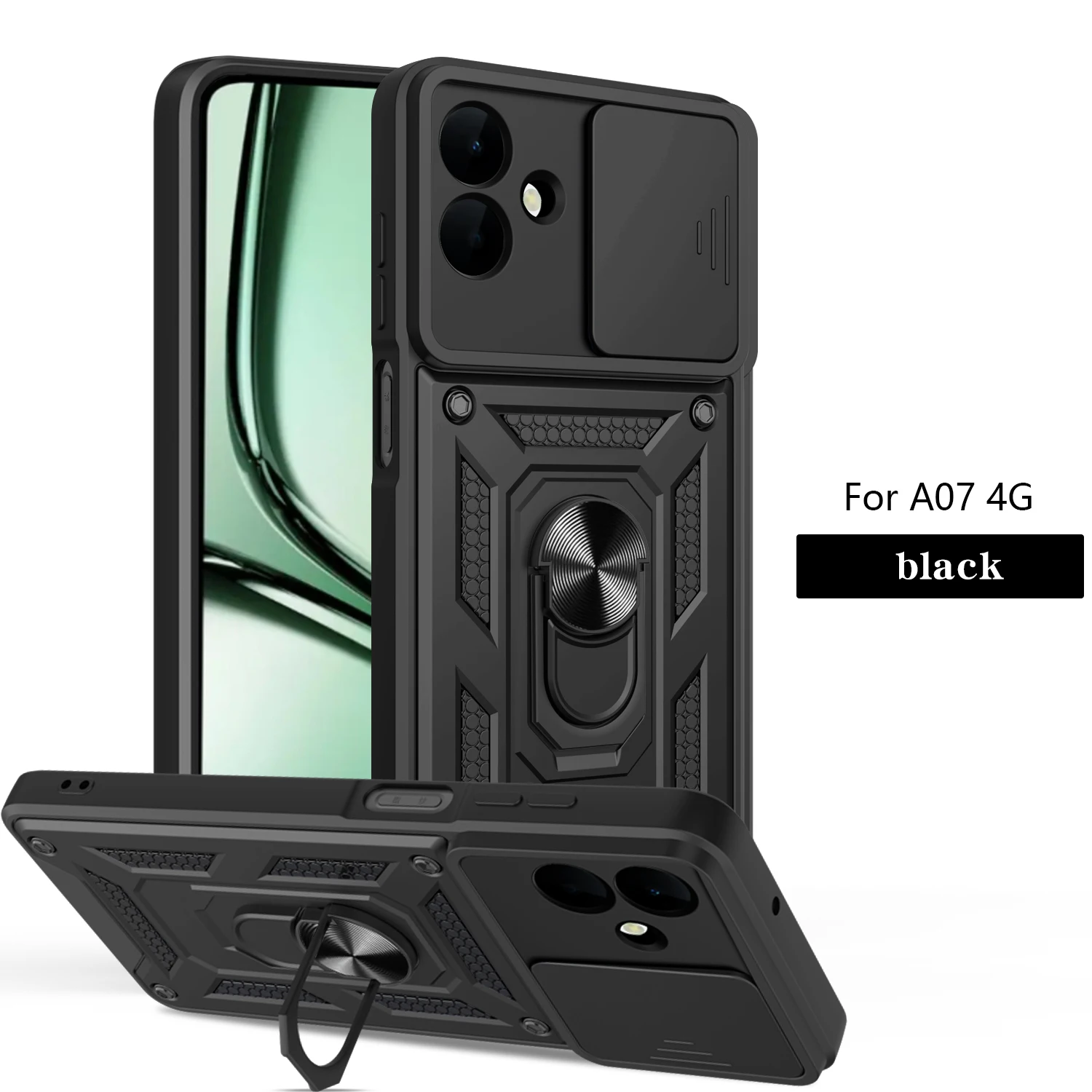 Armored Protective Phone Case with Magnetic Ring and Camera Protection