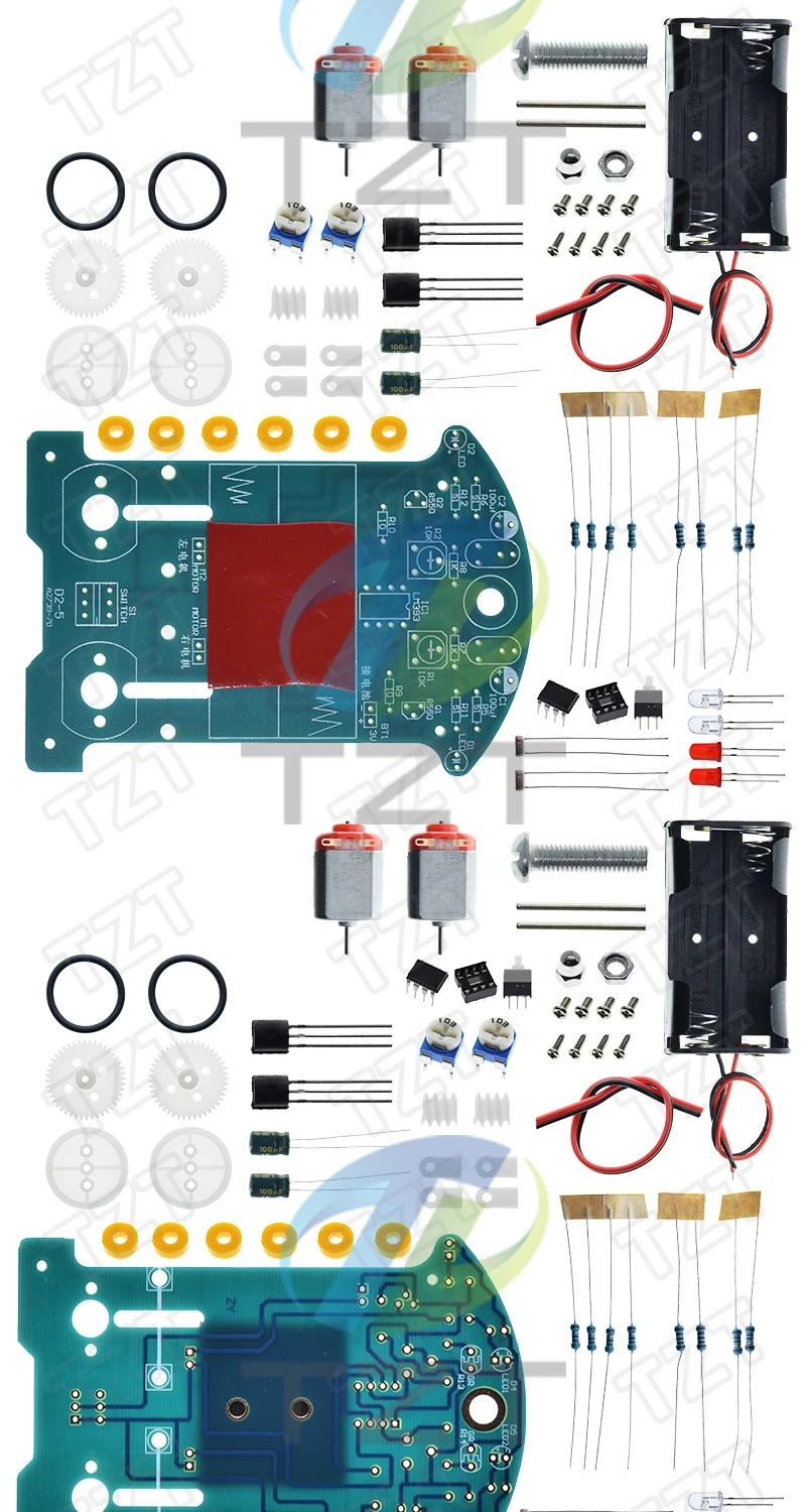 TZT D2-5 DIY-Kit Intelligentes Linienfolge-Auto-Set mit DC-Motor, Elektronik-Bausatz, Smart Car Patrol Automobilteile – Detail 4