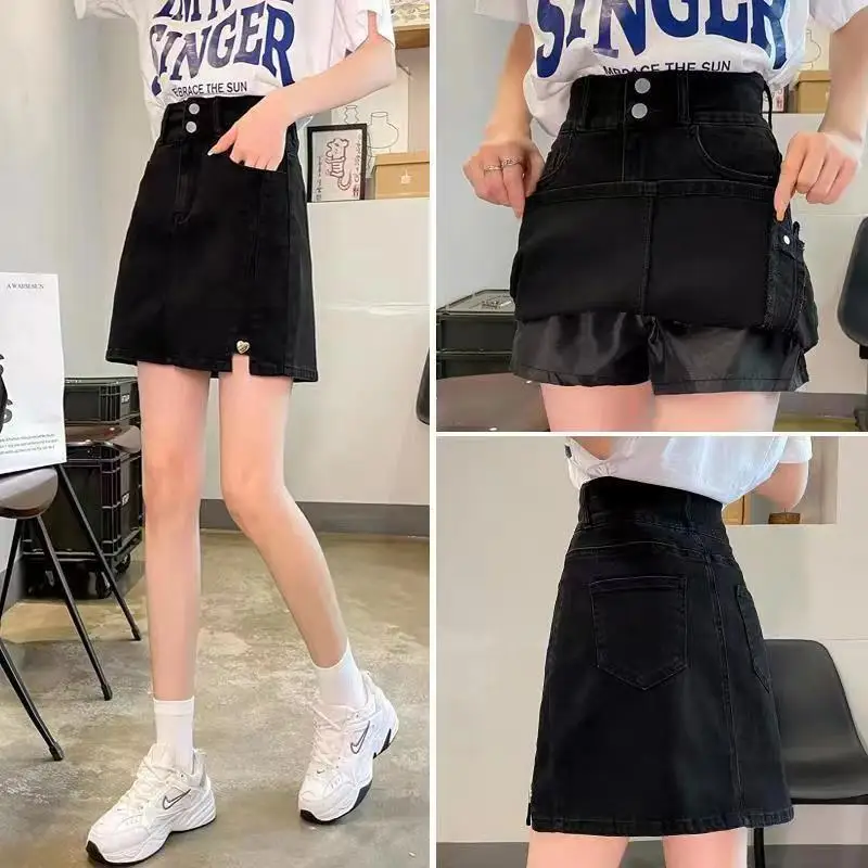 Women's New Popular Spring and Summer Short Denim Skirts Women's New Versatile Pants and Skirts Western Style Hong Kong Style - Image 5