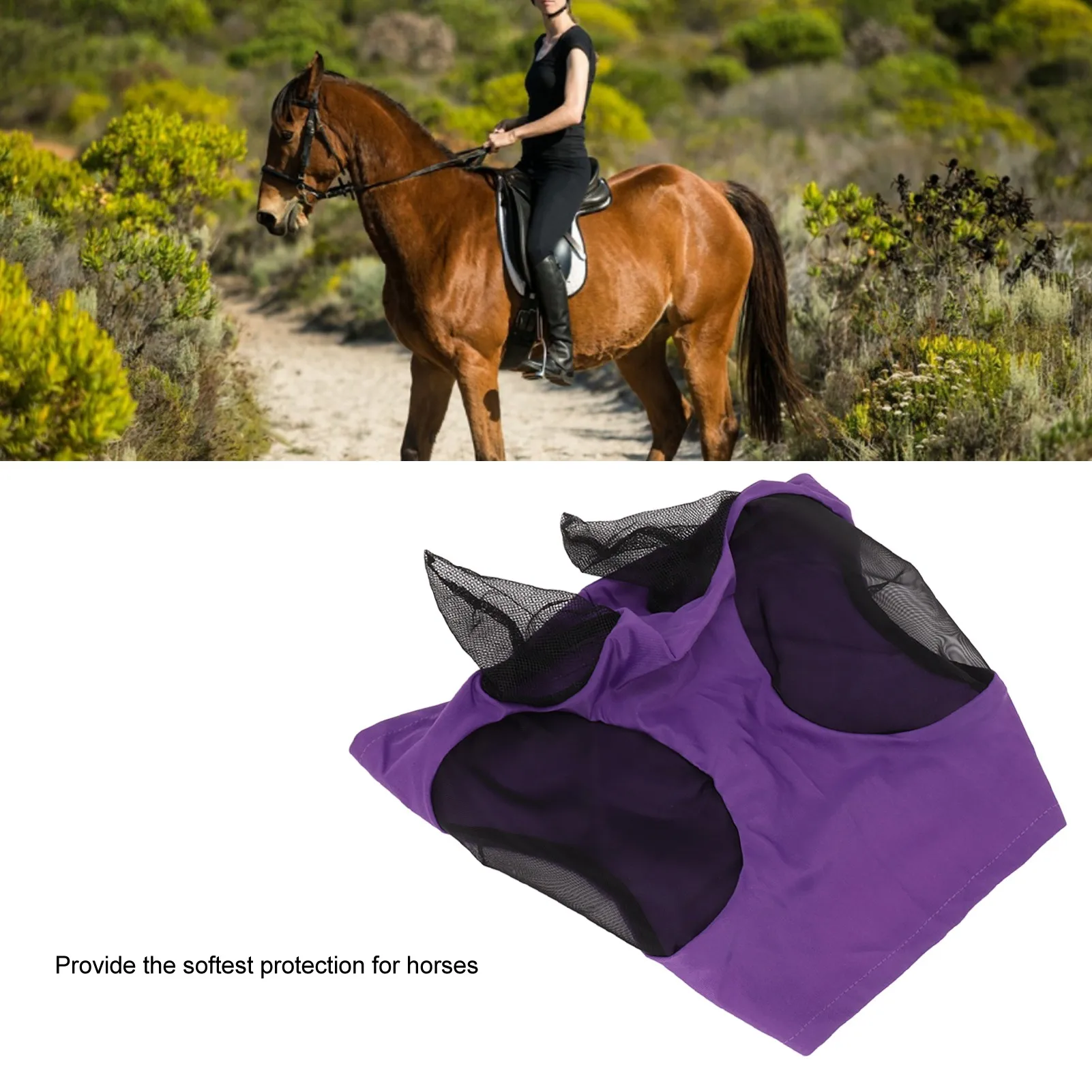 Horse Fly Mask with Ears Horse Mesh Fly Mask Breathable Elastic Face with Ears Riding Equestrian Equipment For horse fly mask