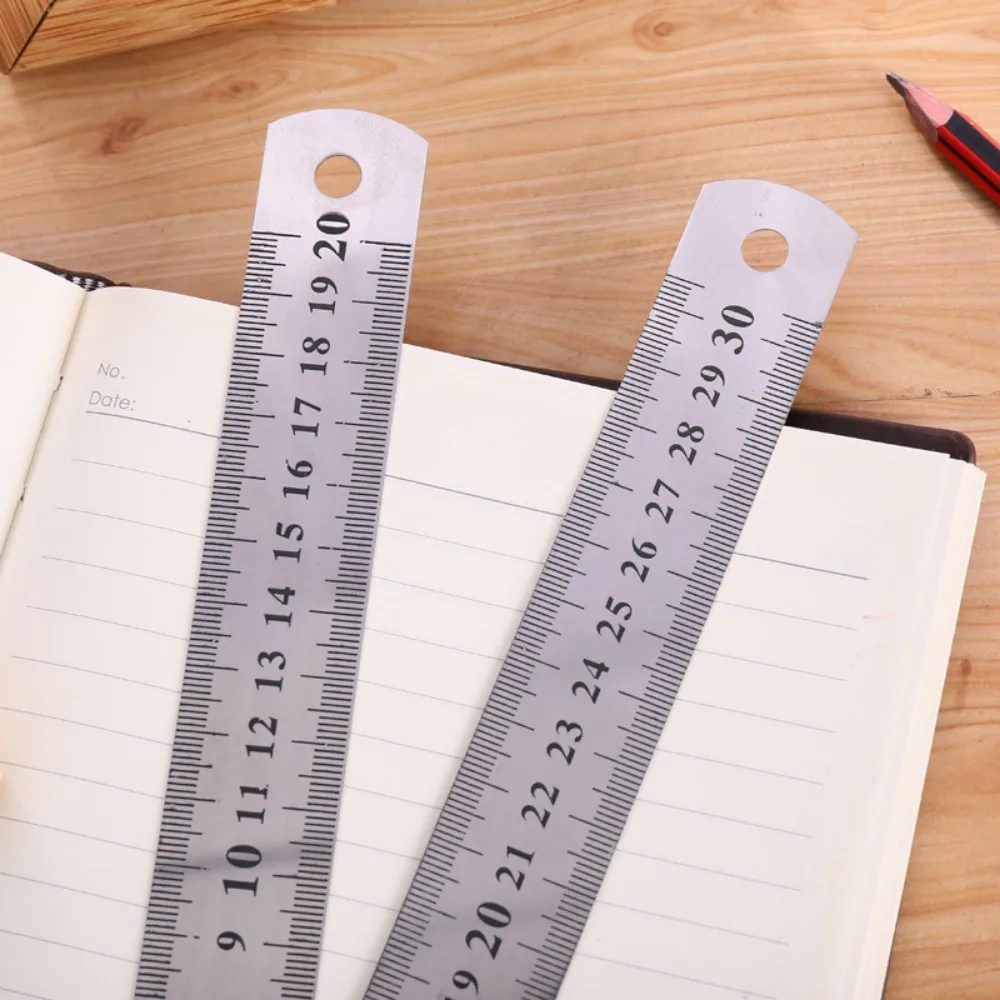 편지지 학교 사무 용품에 대 한 2pcs 15/20/30cm 스테인레스 스틸 눈금자 직선 눈금자 도매 측정