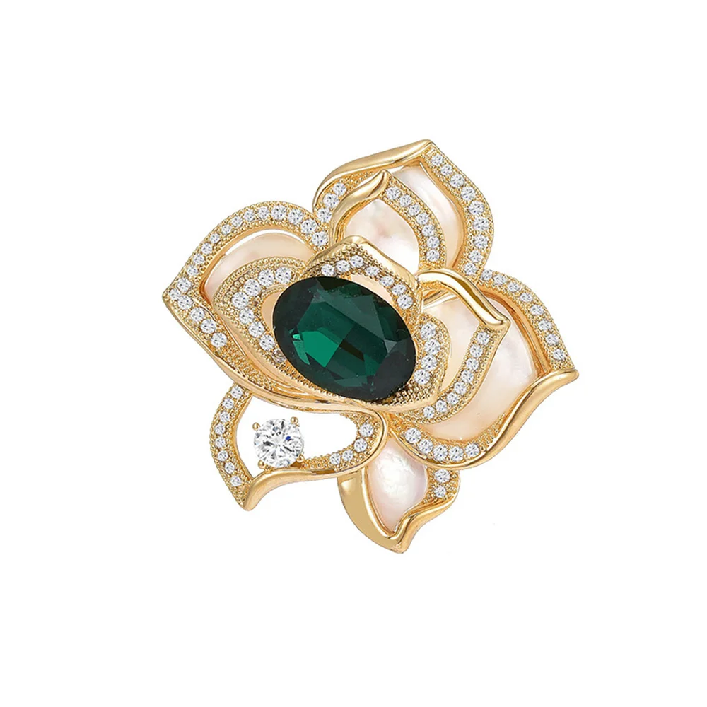 Women Elegant Large Full Crystal Flower Luxury Brooches Badges Lady Casual Party Banquet Shiny Boutique Pins Accessories Corsage