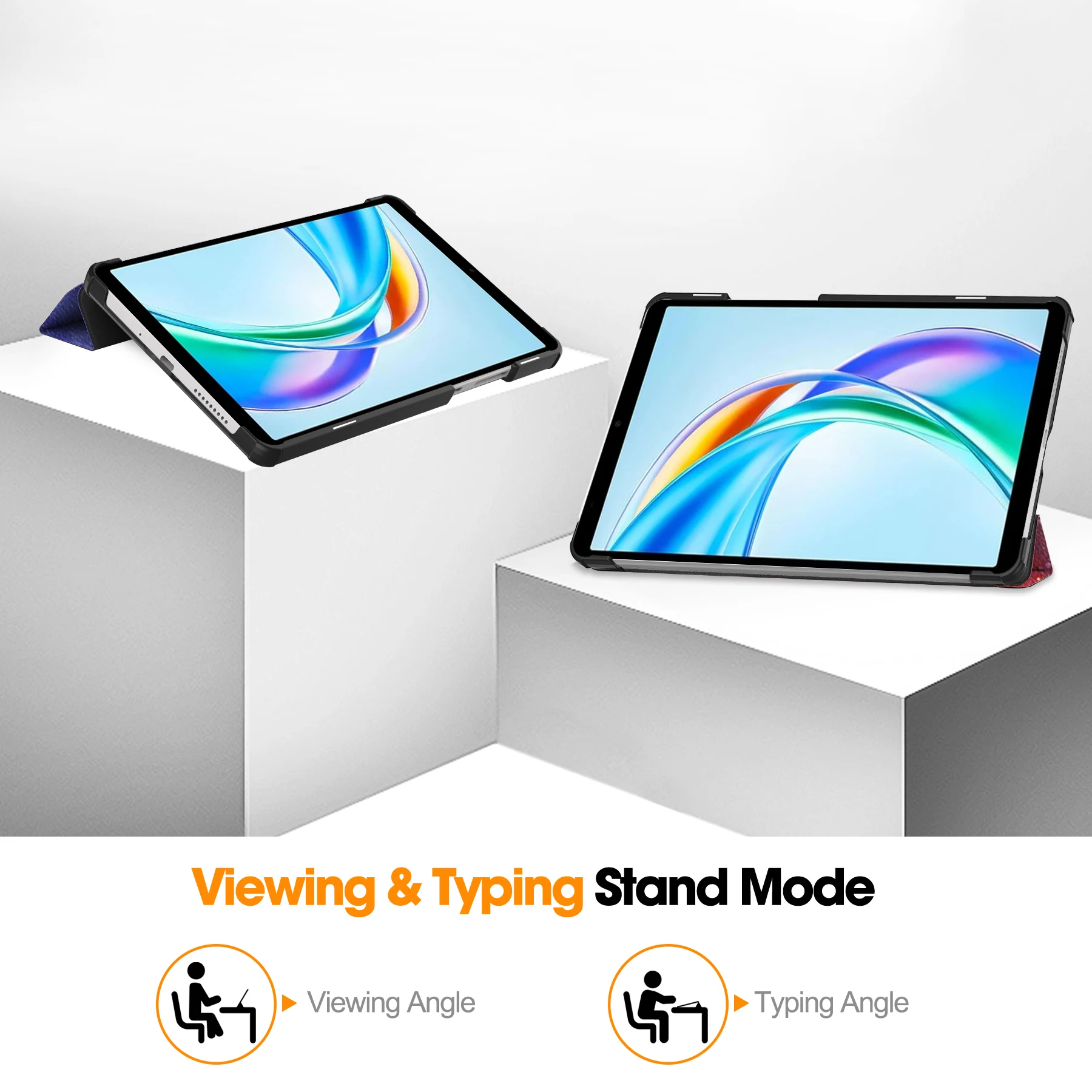 Premium Leather Tri-Fold Tablet Cover - Sleek Hard Shell Design