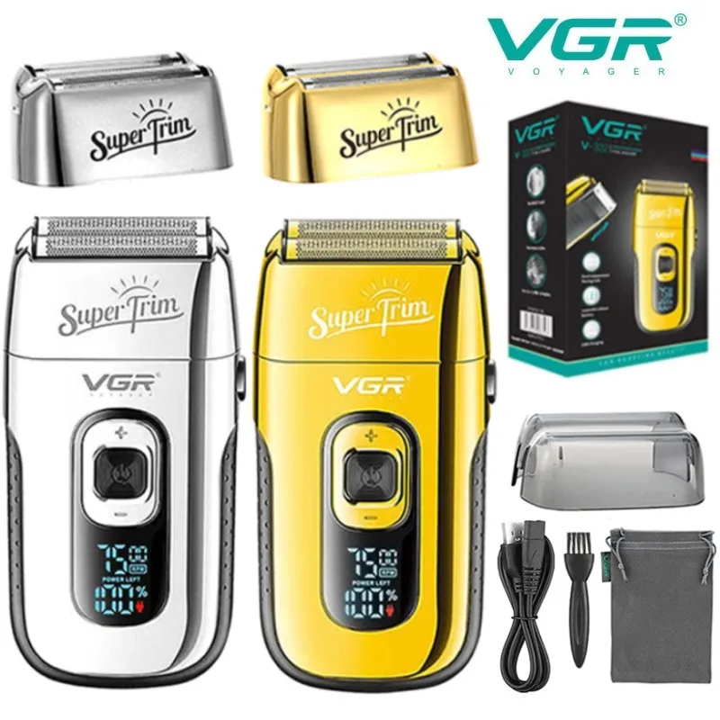 

VGR rechargeable 3-Speed Beard & Hair Electric Shaver For Men Bald Head Shaving Machine Barber Electric Razor with extra mesh