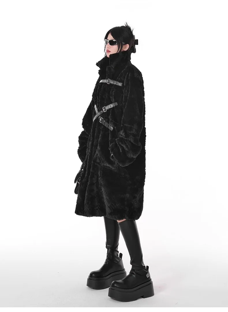 long black faux fur coat - true-deals-club