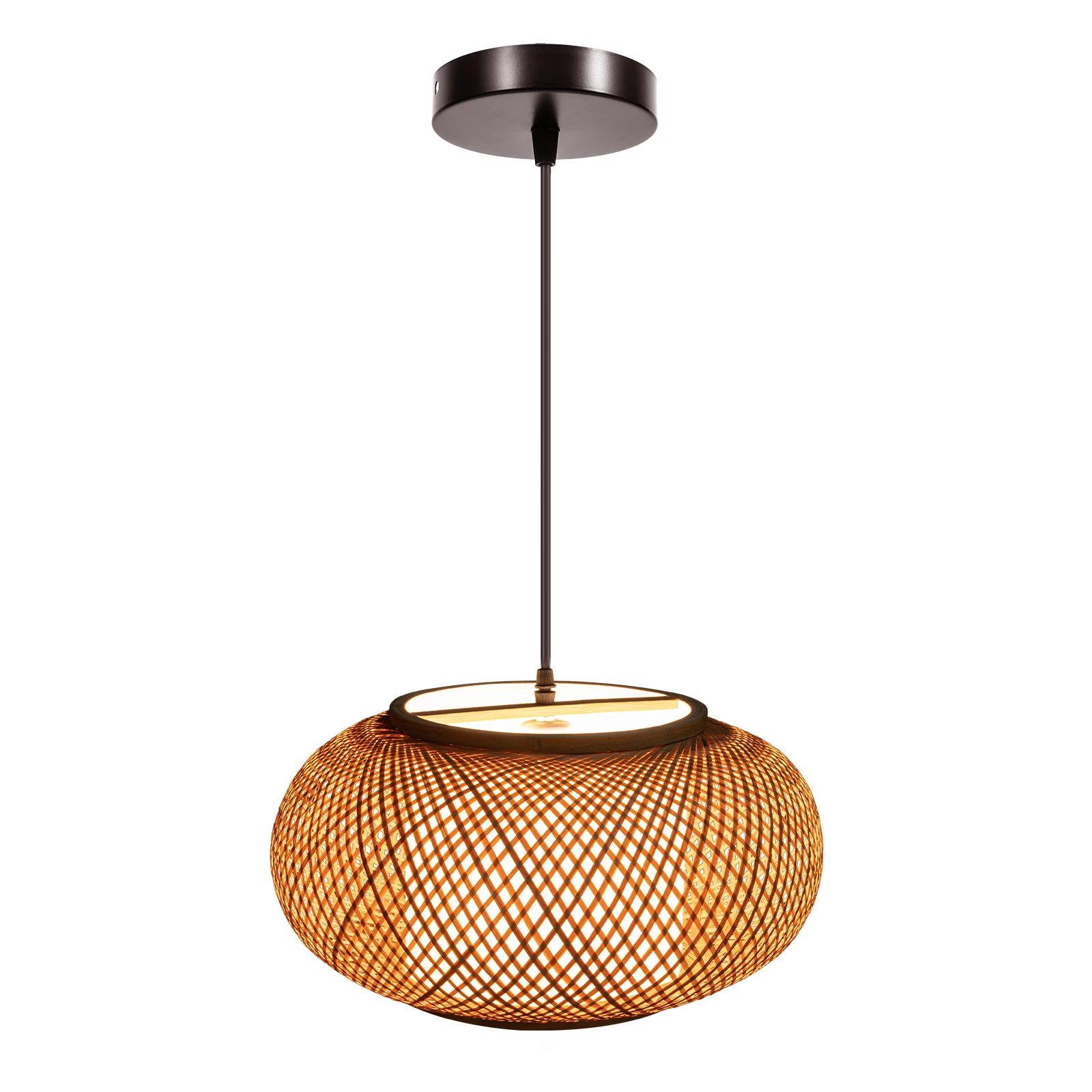 

Vintage Bamboo Pendant Lamp Wicker Lampshade Rattan Hand-Woven Chandelier Home Decor Hanging Light For Living Room Bedroom LED