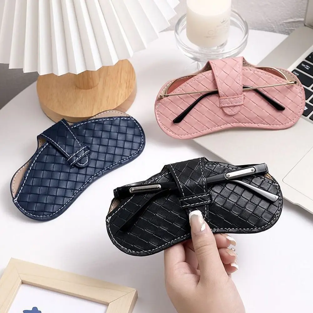 

Portable Retro PU Leather Letter Stripe Glasses Bag Sunglasses Case Simple Eyeglasses Storage Box Waterproof Eyewear Case
