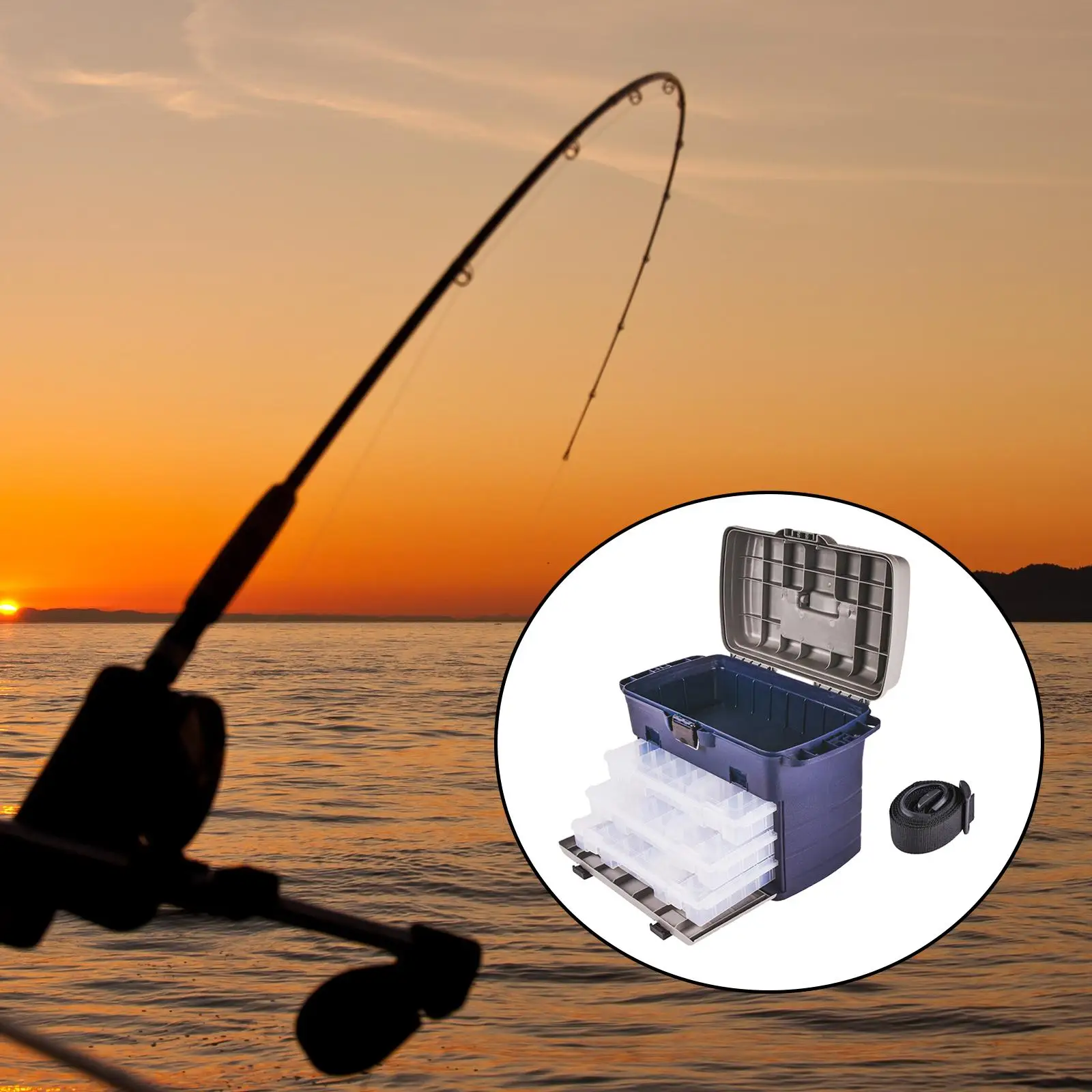 Sougayilang Fishing Tackle Box Portable 4 Layers Fishing Box Sea Boat Fishing Accessory Box Case with Handle Utility Box-Small Size