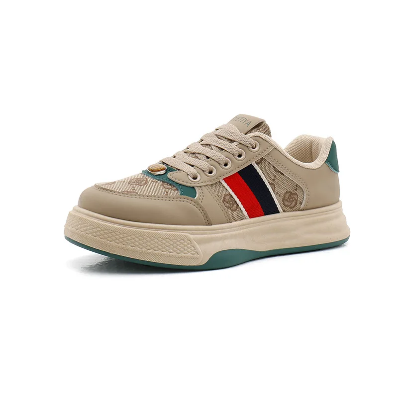

2024 Spring Autumn New Ins Korean Basic Women's Shoes Height Increasing Sneakers Student Board Shoe Breathable Casual Shoes