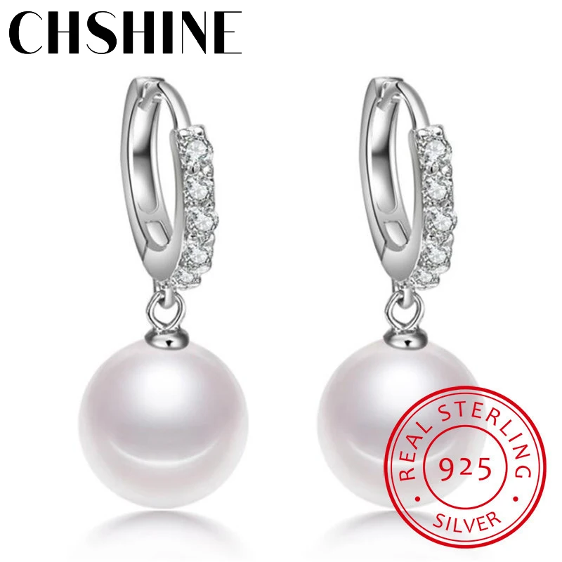 Pearl Earrings Genuine Natural Freshwater Pearl 925 Sterling Silver Earrings Pearl Jewelry For Wemon Wedding Gift