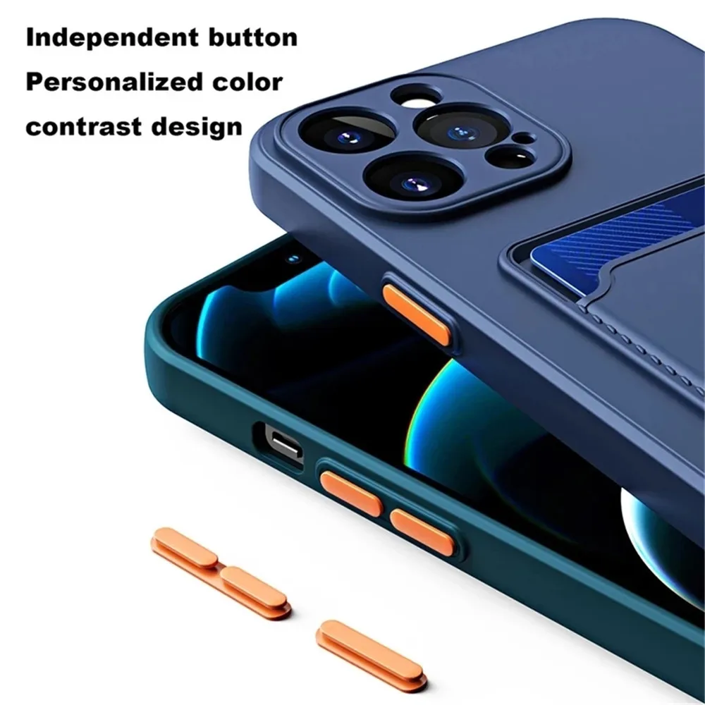 Kartensteckplatz-Taschenhalter-Telefonhülle für iPhone 15 14 13 12 11 Pro Max Mini XS XR 7 8 Plus SE 2022 TPU-Geldbörse weich stoßfest_voghion.com