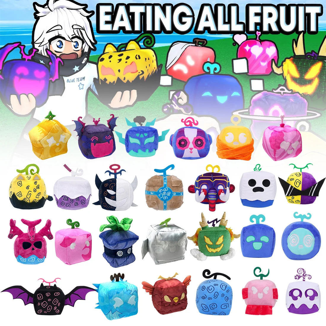 Blox Fruits Anime Game Peluche Fruit Leopard Pattern Box Plushies Toy 11-15Cm Soft Farcito Fruits Toy Regalo Di Natale Per Bambini