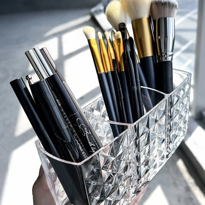 1PC Acrylic Makeup Brush Holder Desk Cosmetic Organiser Clear Lipstick Brush Storage Lipstick Brush Storage Holder 6