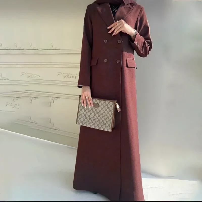 Burgundy Women Jacket Fashion Floor Length Solid Outerwears Long Coat Casual Office Lady Wedding Party Blazer 1 Piece
