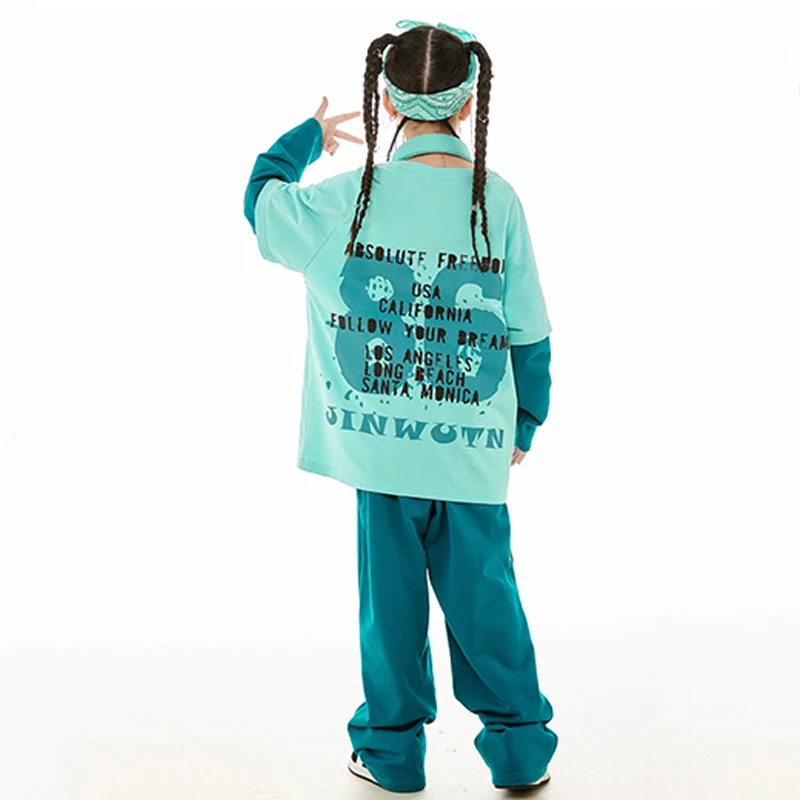 Hip Hop Dance Clothes Girls Boys Long Sleeves Tops Pants Jogger Wear Kids Jazz Street Dance Performance Costume