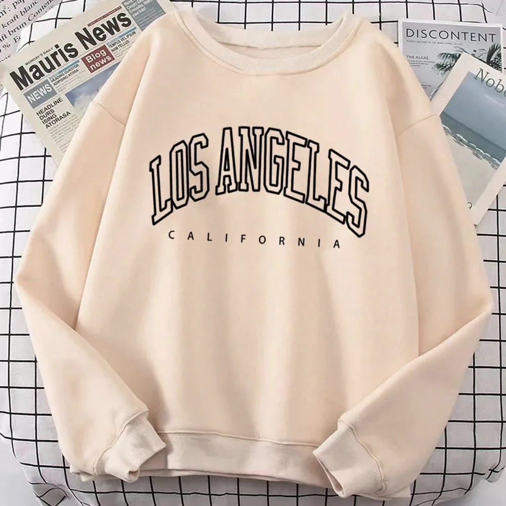 Men Oversized Sweatshirts Vintage Embroidered Los Angeles Women Hoodies Harajuku Korean style Loose Y2K Streetwear Clothes