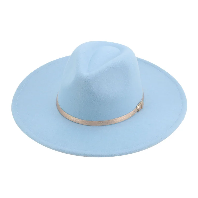 Fedoras Hat Hats for Women Panama Wide Brim 9.5cm Men Women Luxury Belt Band Formal Wedding Church Felted Hat Sombreros De Mujer wide brim fedora Fedoras