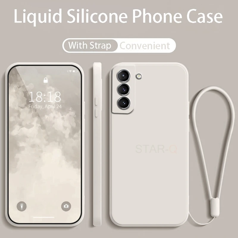 Liquid Silicone Phone Case with Soft Lanyard - Original Strap Design