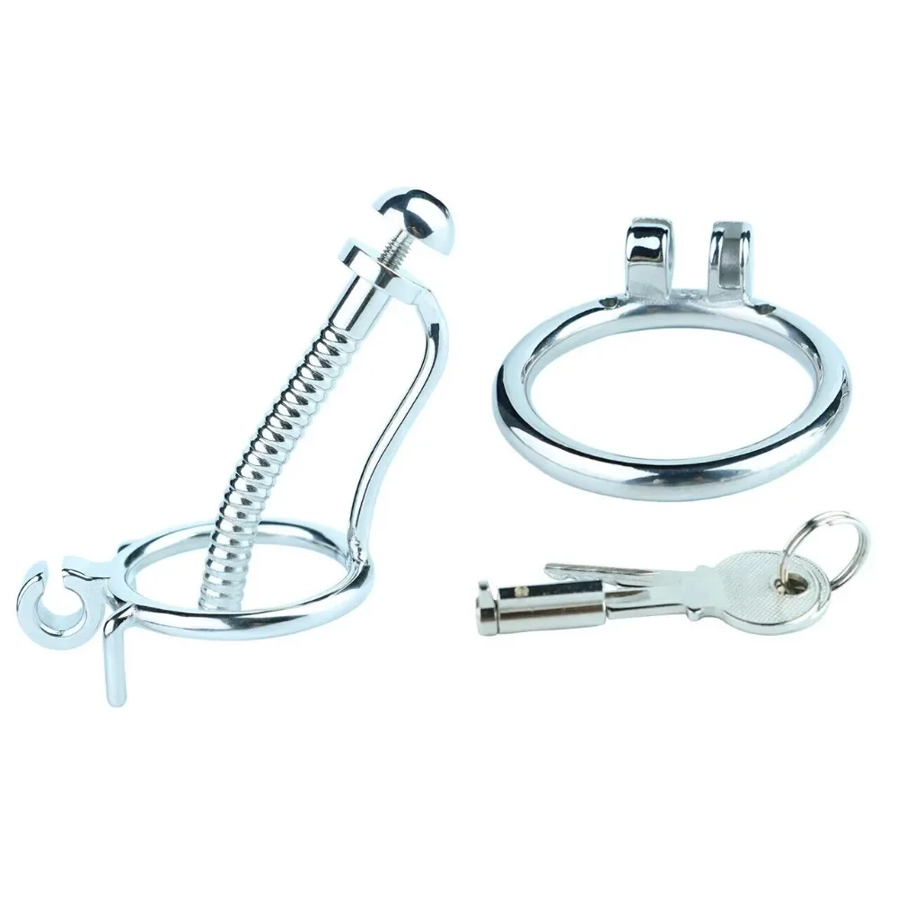 Adult Chastity Cage Lock Toys Penis Urinary Plug Stainless Steel Male Cock Cage Device Cock Ring Sex Toys For Men Chastity Belt