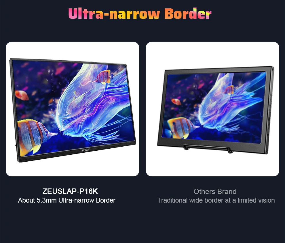 ZEUSLAP 16" 2,5K 144 Hz Tragbarer Monitor 2560*1600 16:10 100 % sRGB 500Cd/m² Reise-Gaming-Display für Laptop Switch PS4 Ps5 Xbox