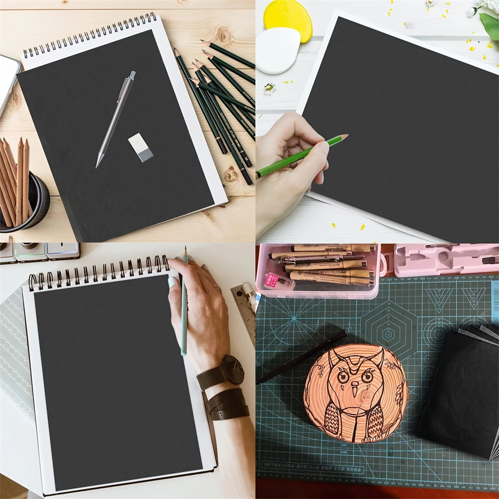 100PCS A4 Transfer Tracing Graphite Paper Suit For Drawing Patterns On Canvas Fabric Artist Wood Lettering Sketch Drawing