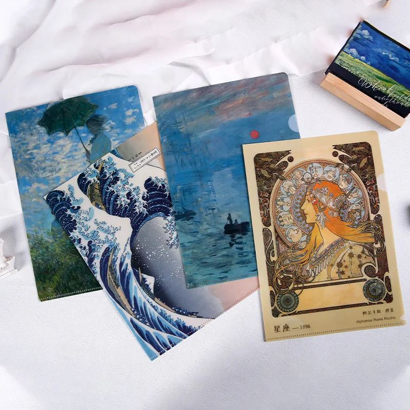

World Famous Painting Creative Filing Folders Document Bag Document Waterproof Storage Bags A4 Stationery Office School Supplies