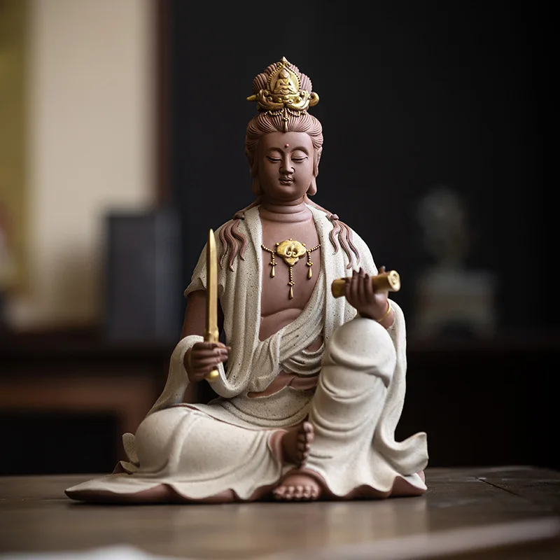 

Ceramic Manshu Puxian Bodhisattva Decoration Home Avalokitesvara Worship Zen Hallway Decorations Crafts Home Decor