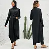 3PCS Women Full Cover Black Burkinis Sets Split Long Sleeve Swimwear Swimsuit Beachwear Muslim Costumes